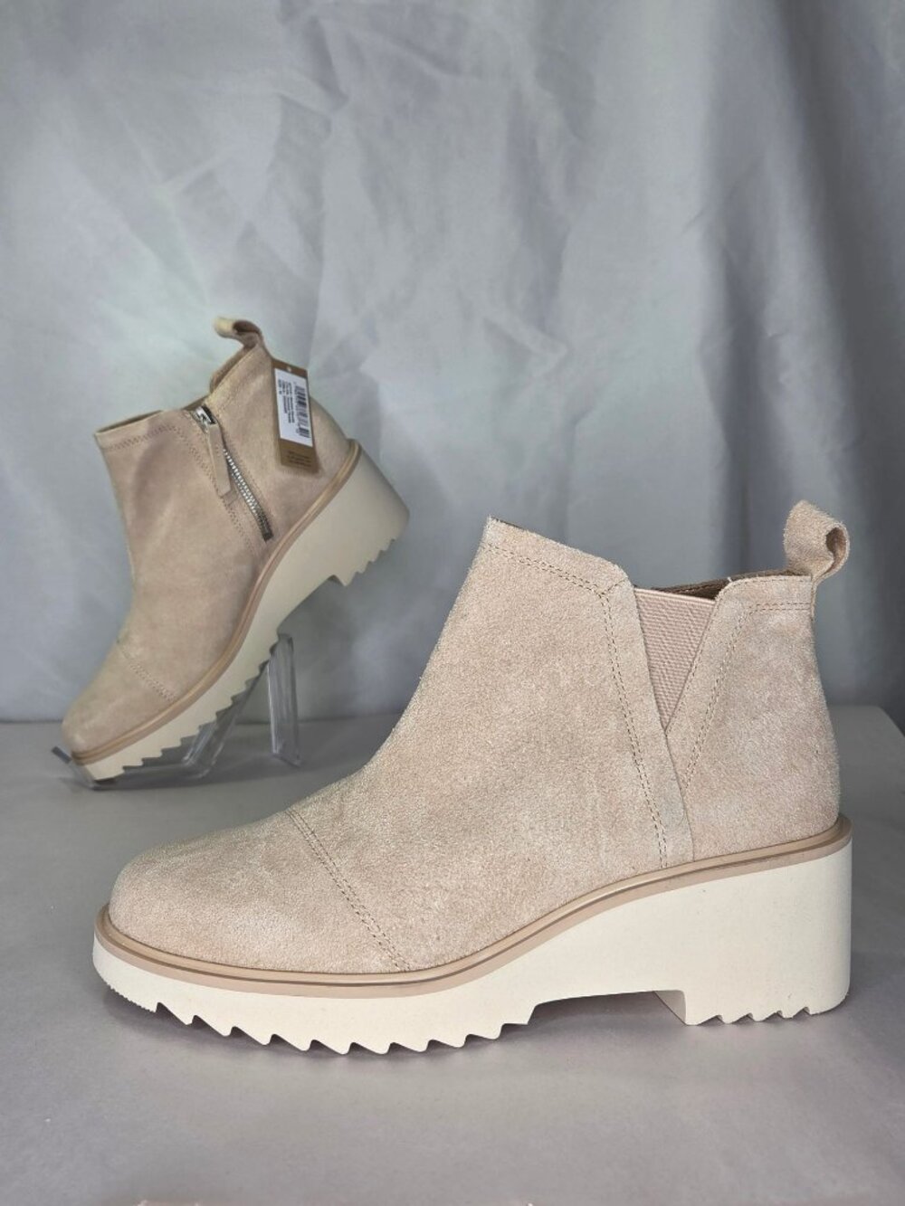 Toms Maude Side-Zip Dress Boots - Oatmeal Suede, Size: 10
